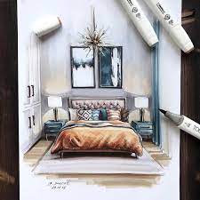 Room sketcher is a free online program where you can draw out your bedroom floor plan and pick furniture. Interior Design Colored Sketches Interior Design Drawings Interior Design Renderings Interior Design Sketches