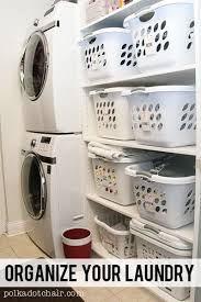 If you're struggling to transform your messy and microscopic laundry room into a beautifully organized haven, there's a way to do it on a supertight budget. Laundry Room Shelving Ideas Organization Tips Polka Dot Chair