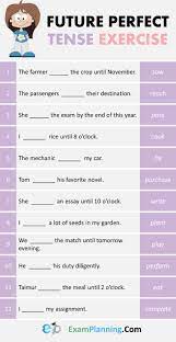 Future Perfect Tense Exercises Perfect Tense Tenses Exercises Future Perfect