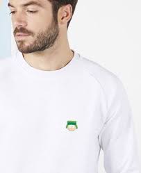 Sweatshirt man Kyle embroidered head (South Park) White mottled S
