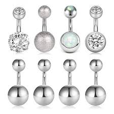 Zolure 14g Belly Button Rings Cz Opal Navel Rings Stainless