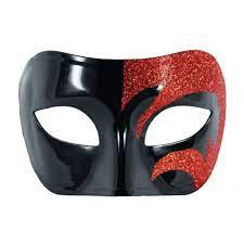 Mystic Red Glitter Black Mardi Gras Maskeler Glitter