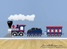 Train Wall Sticker Large Blue Train Wall Decal Train Wall Etsy In 2021 Train Wall Art Kids Wall Decals Fabric Wall Decals