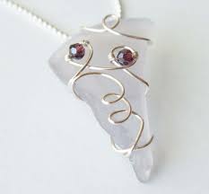 Lavender Seaglass Necklace Silver Wire Wrap Pendant Purple Etsy Crystal Jewelry Sea Glass Necklace Purple Crystals