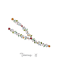 Zodiac Taurus Floral Constellation Print Taurus Zodiac Etsy Zodiac Floral Taurus Tattoos Taurus Constellation Tattoo