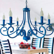 Continental Light Living Room Dining Bedroom Lamp Light Blue Mediterranean Garden Lighting Lamps Wrought Iron Candle Ch Yatak Odasi Lambalari Asma Lamba Mumlar