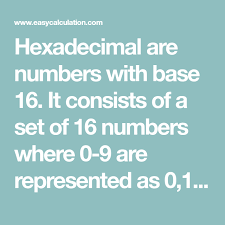 Hexadecimal Are Numbers With Base 16 It Consists Of A Set Of 16 Numbers Where 0 9 Are Represented As 0 1 2 3 4 5 6 7 8 9 Decimal Number Decimal Value Decimals