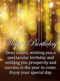 Fabulous Birthday Wishes For Cousin Female Images Golden Sparkles Happy Birthday Card For Cousin Birthday Greeting Cards By Davia Happy Birthday Wishes Cousin Birthday Wishes For Myself Happy Birthday Cousin
