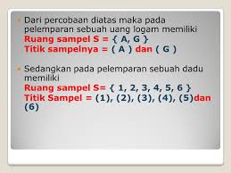Buat kalian yang mau belajar lebih lanjut mengenai peluang, silahkan klik link di bawah ini. Titik Sampel 2 Dadu Cara Golden