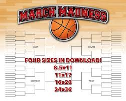 march madness printable basketball bracket chart in four