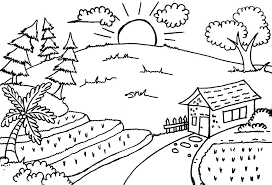 Bikin adem ayem dan ketenangan pikiran. Sketsa Pemandangan Desa Jokibot
