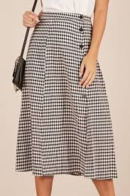 Black And White Gingham Midi Skirt Black White Gingham High Waist Casual Midi Skirt Midi Skirt Casual Black And White Skirt Skirts Midi High Waisted