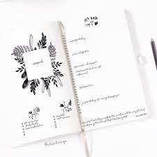 Black And White Bullet Journal Spreads Botanical Monthly Log Printable Bullet Journal Insert Goals Task List Watercolors Layout Monthly S Bujo Bullet Journal Planner Bullet Journal Journal