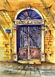 watercolor painting by chawki dalal for a heritage door in alzaydaniye area in beirut lebanon لوحة مائية بريشتي لباب تراثي في منطقة الز decor art home decor
