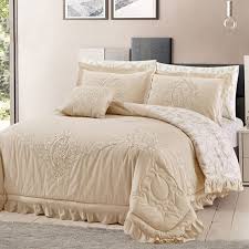 مفرش روزالينا صيفي مزدوج مطرز سكري عدد القطع 7 Home Bed Blanket