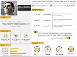 Visual resumes, sometimes referred to as graphic resumes or visual cvs, are an alternative way to display all of related: Creative Resume Template Powerpoint Visual Resume Powerpoint Slide Templates Download Ppt Background Template Presentation Slides Images
