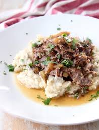 Place roast in slow cooker with potatoes, carrots and onion broken apart around it. French Onion Pot Roast Slow Cooker Or Pressure Cooker Whitney Bond