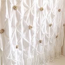 Custom shower curtain white shabby chic by shadesupandco. My Bohemian Bathroom With Vintage Lace Hallstrom Home