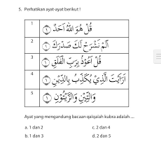 Ayat Yang Mengandung Bacaan Qalqalah Kubra Adalah A 1 Dan 2 B 1 Dan 3 C 2 Dan 4 D 2 Dan 5 Brainly Co Id