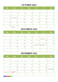 Printable October November December 2022 Calendar With Holidays Four Quarters Calendar Printables 2021 Calendar Printable Calendar Template