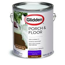 Glidden Porch Floor Paint And Primer Grab N Go Satin Finish Brown 1 Gallon Walmart Com Porch Flooring Painted Floors Concrete Basement Floors