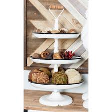Now that's the smart way to have 3 tiered stand for decorating. Litton Lane White Metal Farmhouse 3 Tier Server 59499 The Home Depot Tiered Tray Decor Tray Decor Tiered Tray