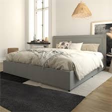 It was pretty easy to assemble, hardest part was. Realrooms Alden Upholstered Bed With Storage Drawers King Size In Gray Linen 4546449