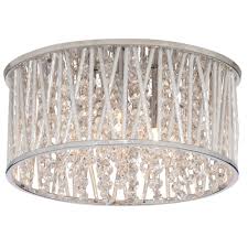 Home Decorators Collection Saynsberry 11 5 In 3 Light Polished Chrome And Crystal Drum Shape Flush Mount 4411 Ndm Crystal Light Fixture Polished Chrome Glam Lighting