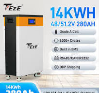 EU Stock-TezePower 51.2V 48V 280Ah LiFePO4 Battery 14kWh Solar Lithium ion  Battery Mobile ESS With Active Balancer-Home Energy Storage System-Backup  ...