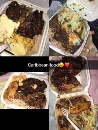Caribbean Food Jerk Chicken Rice And Peas Plantains Cabbage Macaroni And Cheese Mashed Potatoes Food Caribbean Recipes Jerk Chicken And Rice