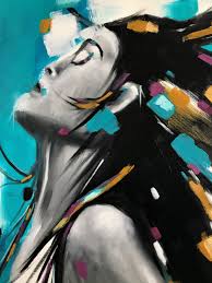 Paints, canvas, easels, brushes, drawing, printmaking, framing Abstract Woman Oil Painting 36x36 Abstract Figurative Portrait