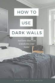 Throw in some gold hardware, floating timber shelves and a pot plant, and choose a few key colours and paint bold, geometric shapes on your bedroom feature wall. Shedding Some Light On Dark Walls Bedroom Paint Colors Grey Dark Walls Grey Accent Wall Living Room