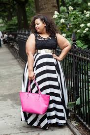 Black And White Striped Maxi Skirt Plus Size The Curvy Girl Guide New York Stripes Plus Size Outfits Curvy Girl Fashion Garner Style