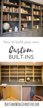 Diy Wall To Wall Book Cases Use Kitchen Cabinets As A Base And Build A Whole Wall Of Built Ins For Yo Diy Built In Shelves Home Office Design Office Built Ins