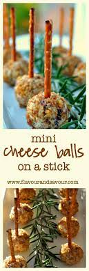 Mini Cheese Balls On A Stick Fun Finger Food Recipe Finger Food Appetizers Snacks Appetizers Easy