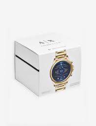 New smart watch' armani exchange men's axt2001 smartwatch digital display analog quartz gold watch see full details. Armani Exchange Gold Toned Stainless Steel Touchscreen Smartwatch Smartwatch For Unisex A X Online Store