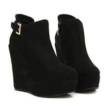 Fashion Buckle And Black Design Wedge Boots For Women Wedge Boots Womens Wedge Boots Womens Boots