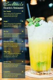 Printable Cocktail Bar Menu Template Design Menu Template Cocktail Menu Menu