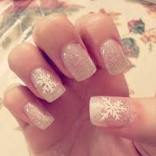 In Time For Christmas Silver Glitter Gel Nails With Snowflake Design Glitter Gel Nails Nails Christmas Nails