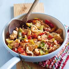 Jambalaya Heisst Die Bunte Reispfanne Aus Den Sudstaaten Der Usa Reis Schinken Und Tomaten Mussen Sein Und Der Reispfanne Reispfanne Rezept Karibische Kuche