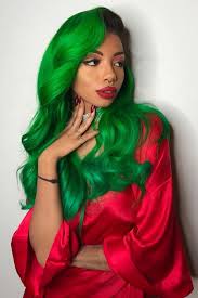 Black And Green Wig Lace Front Wig Long Natural Wave Black To Green Wig Tones Ombre Glueless Hair Synthetic Wigs Middle Parting For Dra Green Wig Human Hair Lace Wigs Stylish Hair
