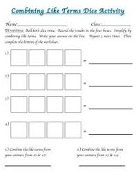 Combining Like Terms Activity Bundle Combining Like Terms Math Expressions Like Terms