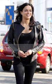 Michelle Rodriguez Bomber Leather Jacket Leather Jacket Leather Bomber Jacket Michelle Rodriguez