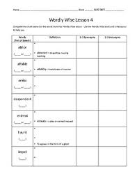 Competitive exam questions for class 10; Wordly Wise Book 8 Lesson 4 Words Definitions By English With Mrs Mitchell