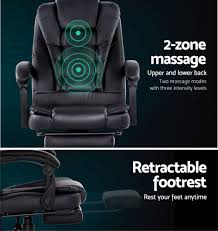 Artiss Electric Massage Office Chairs Recliner Computer Gaming Seat Footrest Black Massage Office Chair Office Gaming Chair Foot Rest