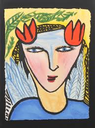 PIERRE MARIE BRISSON. Komposition, handkolorerad etsning på  carborundumpapper, signerad och numrerad 61/75. Konst