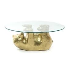 Highly detailed, with rippling fur and an inquisitive face, this playful bear brings a touch of the nort.buy now, pay later credit shopping at seventh avenue! Lot Art Golden Bear Glass Top Coffee Table