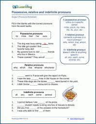 possessive relative and indefinite pronouns k5 learning