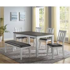 Silik italy original silik baroque style dining room table and 8 chairs. Steve Silver Robin 6 Piece Relaxed Vintage Table And Chair Set With Bench Wayside Furniture Table Chair Set With Bench