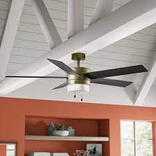 52 inch 56 inch indoor ceiling fan with led light remote control nickel / bronze. Hunter Fan 52 Claudette 5 Blade Led Standard Ceiling Fan With Pull Chain And Light Kit Included Reviews Wayfair